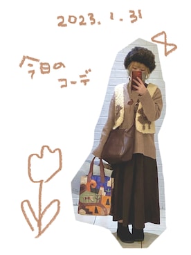 「チャイハネ（チャイハネ）のアイテム（キャップ）」を使った、みやびさん（レディース・160cm）の冬コーディネート