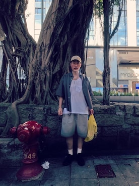 「アイテム（キャップ）」を使った、jayさん（メンズ・185cm）の夏コーディネート
