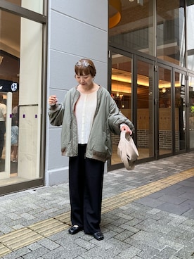 「アイテム（MA-1）」を使った、てらさんさん（レディース・158cm）の夏コーディネート