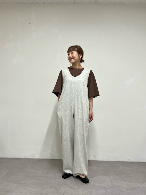 CIAOPANIC TYPY/WILLOW /スラブ裏地裾ドロストオールインワン willow】【新色追加】スラブ裏毛裾ドロストオールインワン