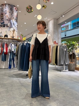 「CIAOPANIC TYPY（チャオパニックティピー）のアイテム（トップス）」を使った、てらさんさん（レディース・158cm）の夏コーディネート