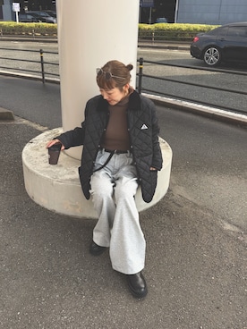 「GEVACO（ゲバコ）の【軽量/洗える】【GEVACO】キルトミドルコート（ブルゾン）」を使った、てらさんさん（レディース・158cm）の秋コーディネート