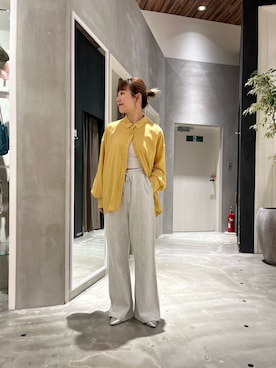 「CIAOPANIC TYPY（チャオパニックティピー）のフリンジ微フレアスウェットパンツ（その他パンツ）」を使った、てらさんさん（レディース・158cm）の春コーディネート