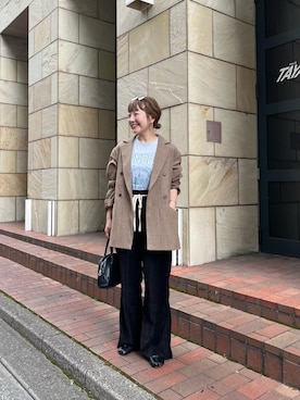 「アイテム（テーラードジャケット、イエロー系）」を使った、てらさんさん（レディース・158cm）の夏コーディネート
