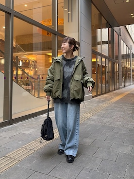 「アイテム（トートバッグ）」を使った、てらさんさん（レディース・158cm）の秋コーディネート