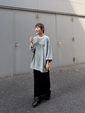 「CIAOPANIC TYPY（チャオパニックティピー）の∴カレッジロゴサイドスリットオーバースウェット（Tシャツ/カットソー、グレー系）」を使った、てらさんさん（レディース・158cm）の夏コーディネート