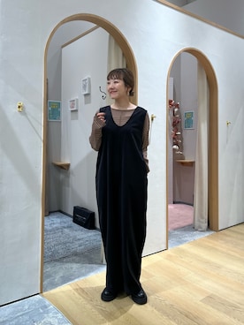 「アイテム（つなぎ/オールインワン）」を使った、てらさんさん（レディース・158cm）の秋コーディネート