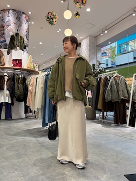 「アイテム（ブルゾン）」を使った、てらさんさん（レディース・158cm）の秋コーディネート