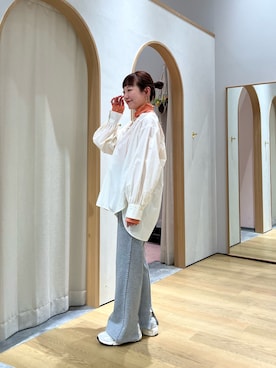 「CIAOPANIC TYPY（チャオパニックティピー）のフリンジ微フレアスウェットパンツ（その他パンツ）」を使った、てらさんさん（レディース・158cm）の春コーディネート