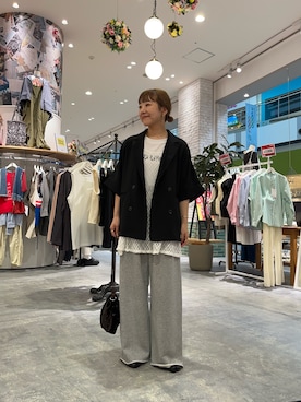 「アイテム（スウェットパンツ）」を使った、てらさんさん（レディース・158cm）の夏コーディネート