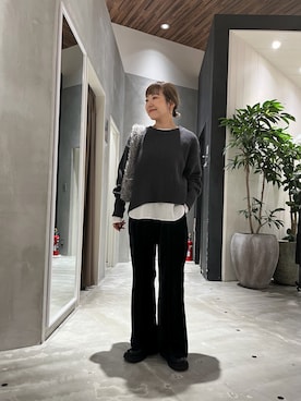 「アイテム（スラックス）」を使った、てらさんさん（レディース・158cm）の秋コーディネート