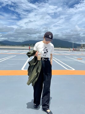「みんなの白Tフェス」｜「アイテム（ブルゾン）」を使った、てらさんさん（レディース・157cm）の夏コーディネート