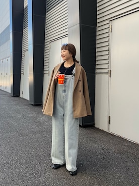 「アイテム（サロペット/オーバーオール）」を使った、てらさんさん（レディース・158cm）の夏コーディネート