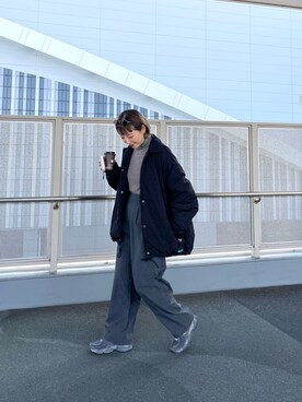 「タートルネック」｜「アイテム（ナイロンジャケット）」を使った、てらさんさん（レディース・157cm）の冬コーディネート