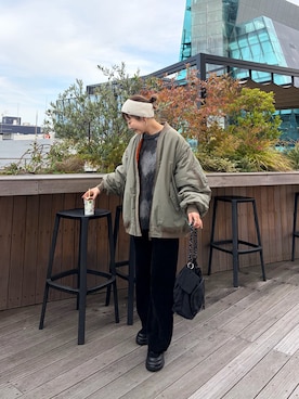 「アイテム（MA-1）」を使った、てらさんさん（レディース・158cm）の秋コーディネート