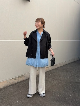 「CIAOPANIC TYPY（チャオパニックティピー）の【2WAY】ZIP切替トレンチコート（トレンチコート、ブラック系）」を使った、てらさんさん（レディース・158cm）の春コーディネート