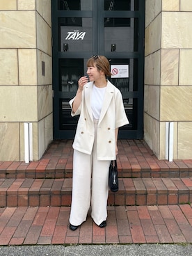 「CIAOPANIC TYPY（チャオパニックティピー）の≪3サイズ展開≫テックリネンワイドパンツ（スラックス）」を使った、てらさんさん（レディース・158cm）の夏コーディネート