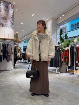 「CIAOPANIC TYPY（チャオパニックティピー）の【保温中綿・撥水】新色登場！袖取り外し可能ショートモンスターパーカー（ブルゾン、ホワイト系）」を使った、てらさんさん（レディース・158cm）の秋コーディネート