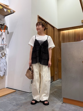 「CIAOPANIC TYPY（チャオパニックティピー）のアイテム（バッグ）」を使った、てらさんさん（レディース・158cm）の夏コーディネート