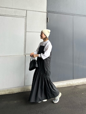 「春服デビュー宣言」｜「アイテム（ニットキャップ/ビーニー）」を使った、てらさんさん（レディース・157cm）の春コーディネート