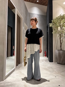 「CIAOPANIC TYPY（チャオパニックティピー）の:【2WAYで使用可能！】チェーン付き手編みスパンコールBAG（ショルダーバッグ）」を使った、てらさんさん（レディース・158cm）の夏コーディネート