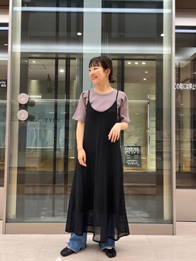 「袖ボリューム」｜「アイテム（バレエシューズ）」を使った、てらさんさん（レディース・157cm）の夏コーディネート