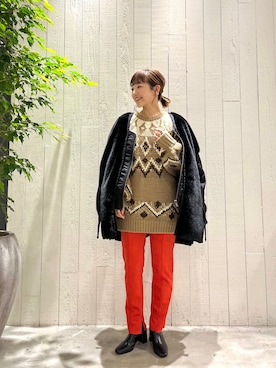 「ゆるニット」｜「アイテム（その他アウター）」を使った、てらさんさん（レディース・157cm）の秋コーディネート
