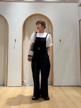 「CIAOPANIC TYPY（チャオパニックティピー）の:超軽量！スタッズデザイン厚底ベルトデザインサンダル（サンダル、ブラック系）」を使った、てらさんさん（レディース・158cm）の夏コーディネート