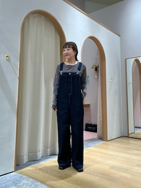 「アイテム（サロペット/オーバーオール）」を使った、てらさんさん（レディース・158cm）の秋コーディネート