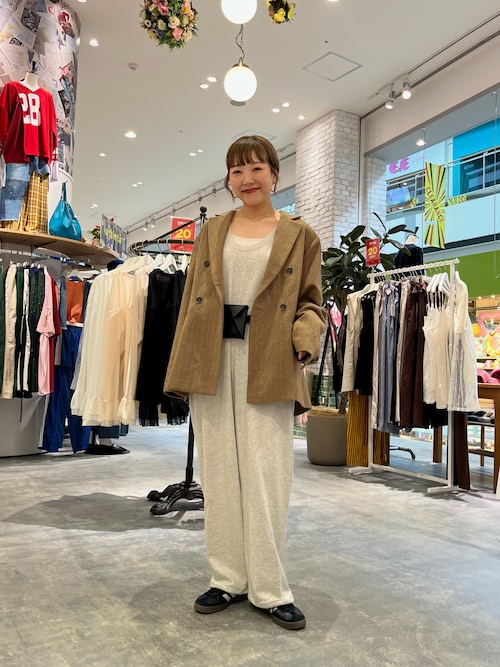 【美品】willow スラブ裏毛裾ドロストオールインワン　M 　現行品 willow】【新色追加】スラブ裏毛裾ドロストオールインワン