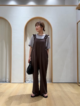 「アイテム（オールインワン・サロペット、ブラウン系）」を使った、てらさんさん（レディース・158cm）の夏コーディネート