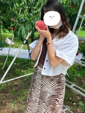 「MOUSSY（マウジー）のアイテム（スカート、ホワイト系）」を使った、a_oさん（レディース・160cm）の冬コーディネート