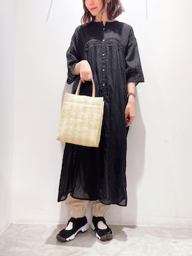 「ペーパーバッグ」｜「アイテム（ワンピース/ドレス）」を使った、ゆなすんさん（レディース・158cm）の夏コーディネート