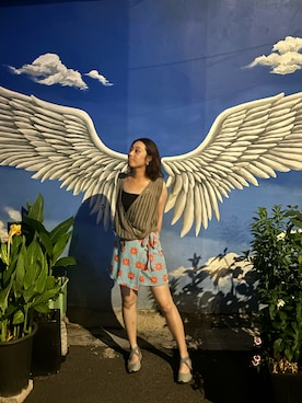「アイテム（バレエシューズ、ブルー系）」を使った、NataLie Haさん（レディース・156cm）の夏コーディネート