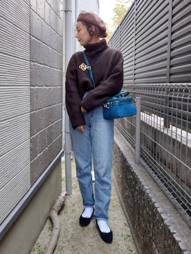 「ロエベブローチ」｜RRUmamaさん（レディース・157cm）の冬コーディネート