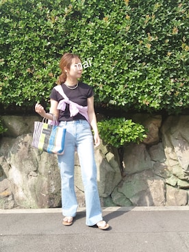 「フレアデニム」｜RRUmamaさん（レディース・157cm）の夏コーディネート