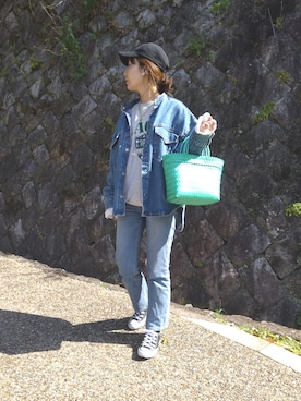 「いまどきジャケット写真」｜「アイテム（スウェット）」を使った、RRUmamaさん（レディース・156cm）の春コーディネート