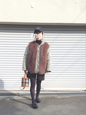 「A part by（アパートバイ）のアイテム（その他アウター）」を使った、RRUmamaさん（レディース・157cm）の冬コーディネート
