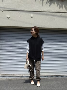 「ISOOK（アイスー）のアイテム（パンツ）」を使った、RRUmamaさん（レディース・156cm）の春コーディネート
