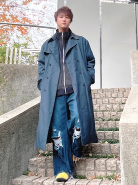 「アイテム（スニーカー、イエロー系）」を使った、だぃすけさん（メンズ・170cm）の冬コーディネート