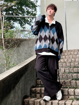 「アイテム（カーディガン/ボレロ）」を使った、だぃすけさん（メンズ・170cm）の秋コーディネート