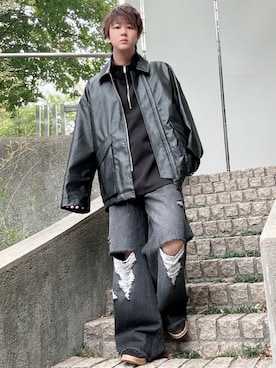 「アイテム（デニムパンツ）」を使った、だぃすけさん（メンズ・170cm・30代）の秋コーディネート