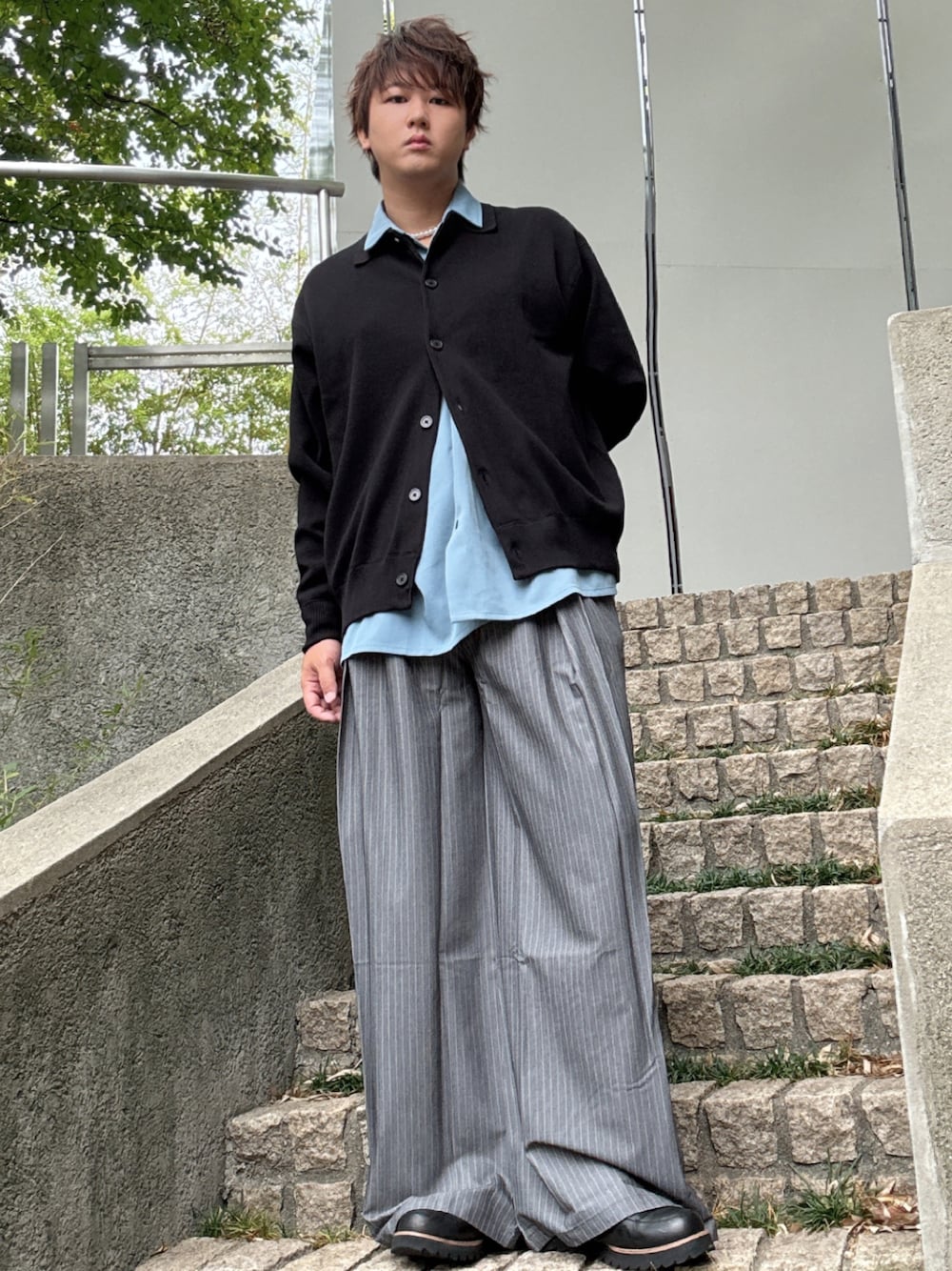 襟 付き カーディガン メンズ