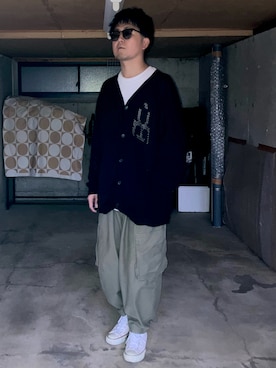 「アイテム（カーゴパンツ）」を使った、宇宙太（ウチュウタ）さん（メンズ・171cm）の秋コーディネート