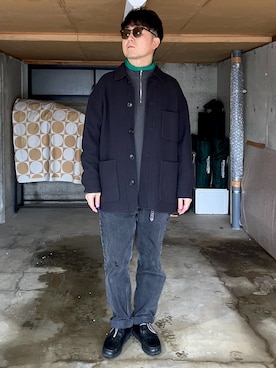 「FRUIT OF THE LOOM（フルーツオブザルーム）のアイテム」を使った、宇宙太（ウチュウタ）さん（メンズ・171cm）の冬コーディネート