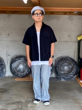 「アイテム（キャスケット）」を使った、宇宙太（ウチュウタ）さん（メンズ・171cm）の夏コーディネート