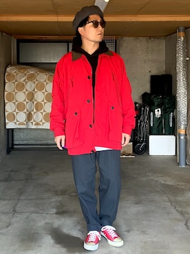 「アイテム（ハンチング/ベレー帽）」を使った、宇宙太（ウチュウタ）さん（メンズ・171cm）の秋コーディネート