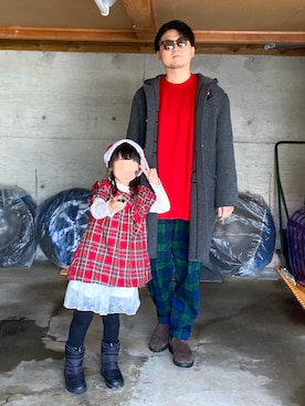「アイテム（ダッフルコート、グレー系）」を使った、宇宙太（ウチュウタ）さん（メンズ・171cm）の冬コーディネート