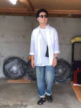 「melple（メイプル）のアイテム」を使った、宇宙太（ウチュウタ）さん（メンズ・171cm）の夏コーディネート