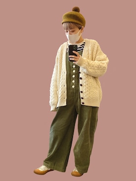 「FUDGE」｜「アイテム（オールインワン・サロペット）」を使った、エリーヌさん（レディース・155cm）の冬コーディネート
